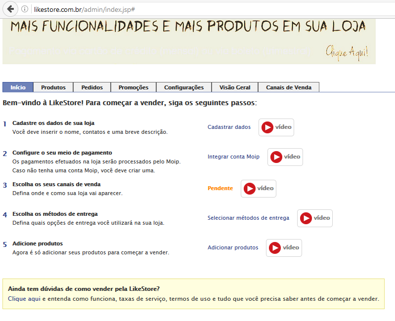 loja grátis para Facebook