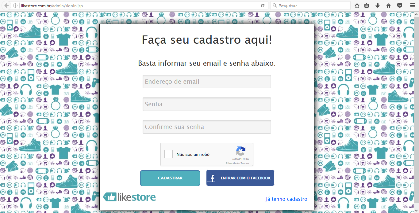 loja grátis para Facebook