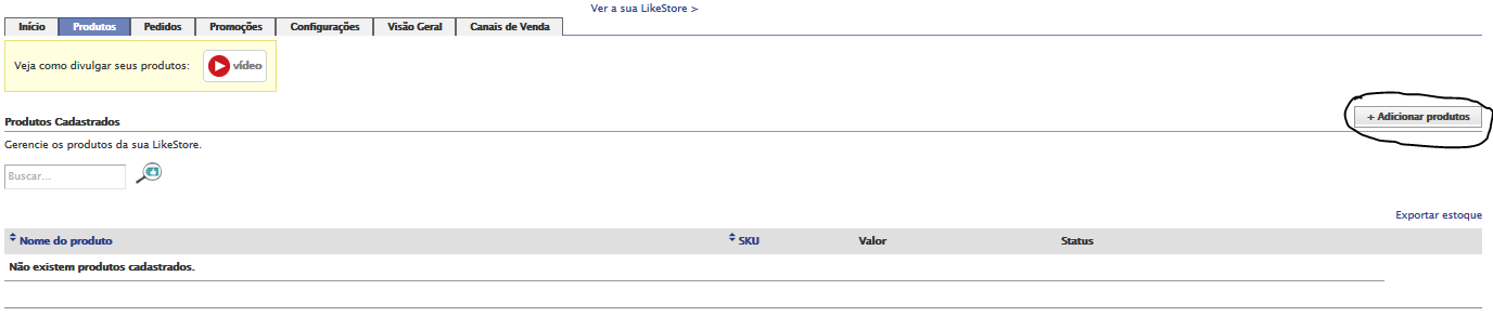 loja grátis para Facebook