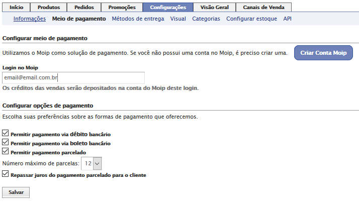 loja grátis para Facebook