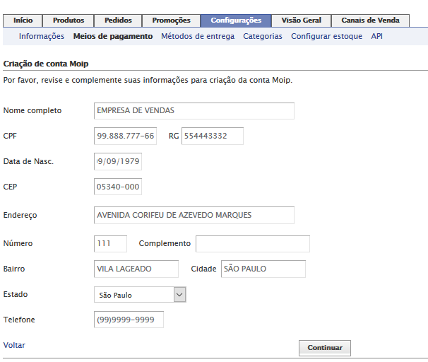 loja grátis para Facebook
